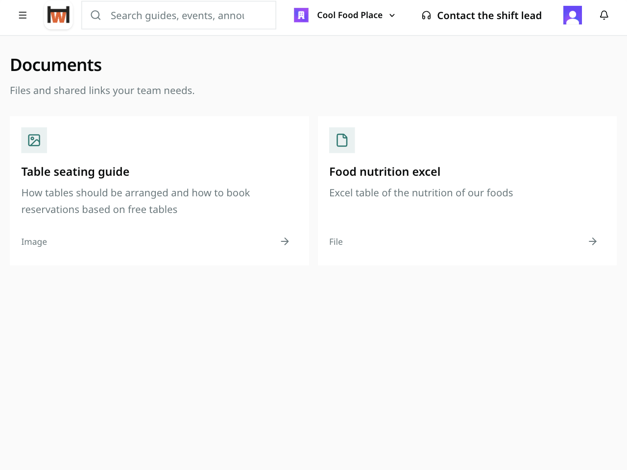 Workhal Documents & connections product screenshot