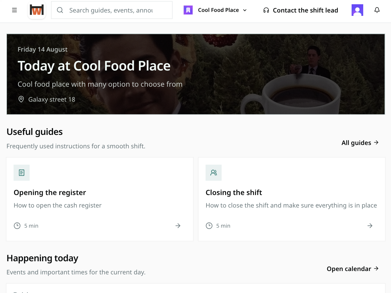 Workhal Today product screenshot